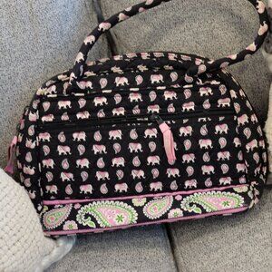 Vera Bradley Quilted Bag – Fun Pink/Black Print, Like New